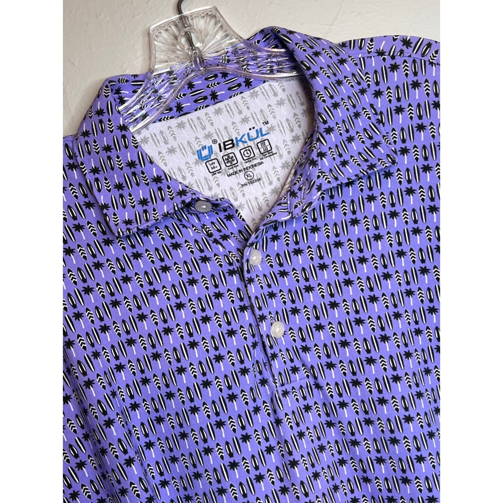IBKUL Men's XL Short Sleeve Surfboards Purple Mira Vista Golf Polo Shirt